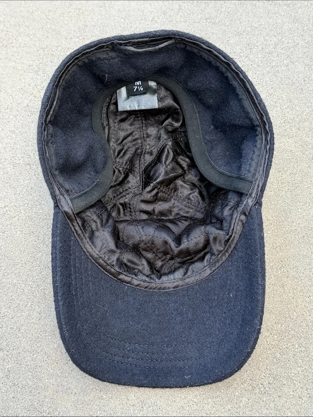 Men’s Italian-made Black Wool Earflap Baseball Cap